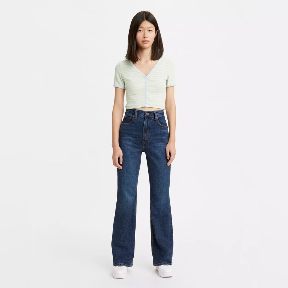 Premium Levi’s Levis 70s High Flare dark blue jeans, size 32 - Picture 1 of 11